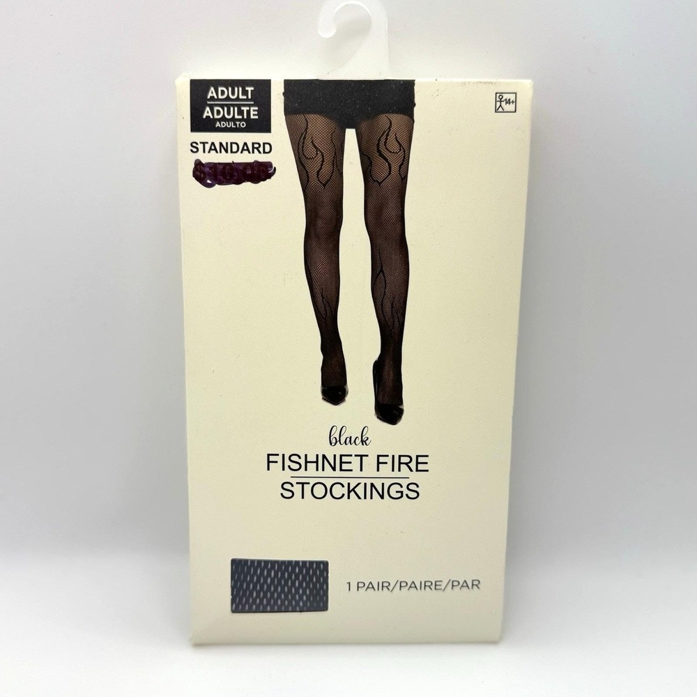 Black Fishnet‎ Fire Stockings Adult Standard Size – One Size Fits Most – NWT
